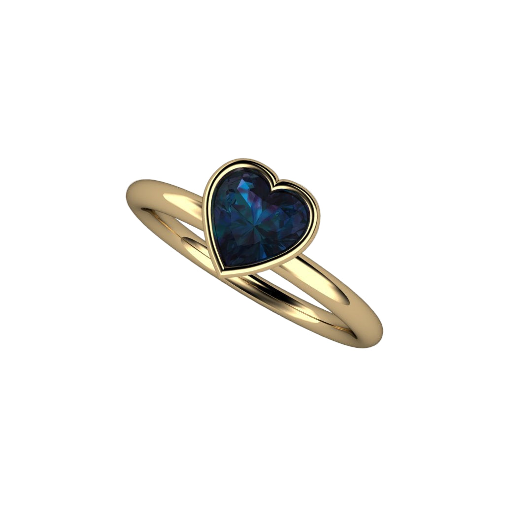 Reserved for Ana | Heart Cut Alexandrite Solitaire Ring