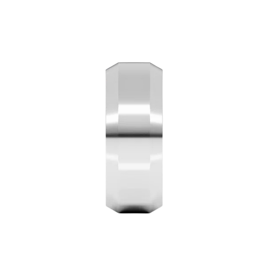 8mm Beveled Edge Wedding Band | 14K Gold Comfort Fit Wedding Ring for Men & Women, Rare Earth Jewelry