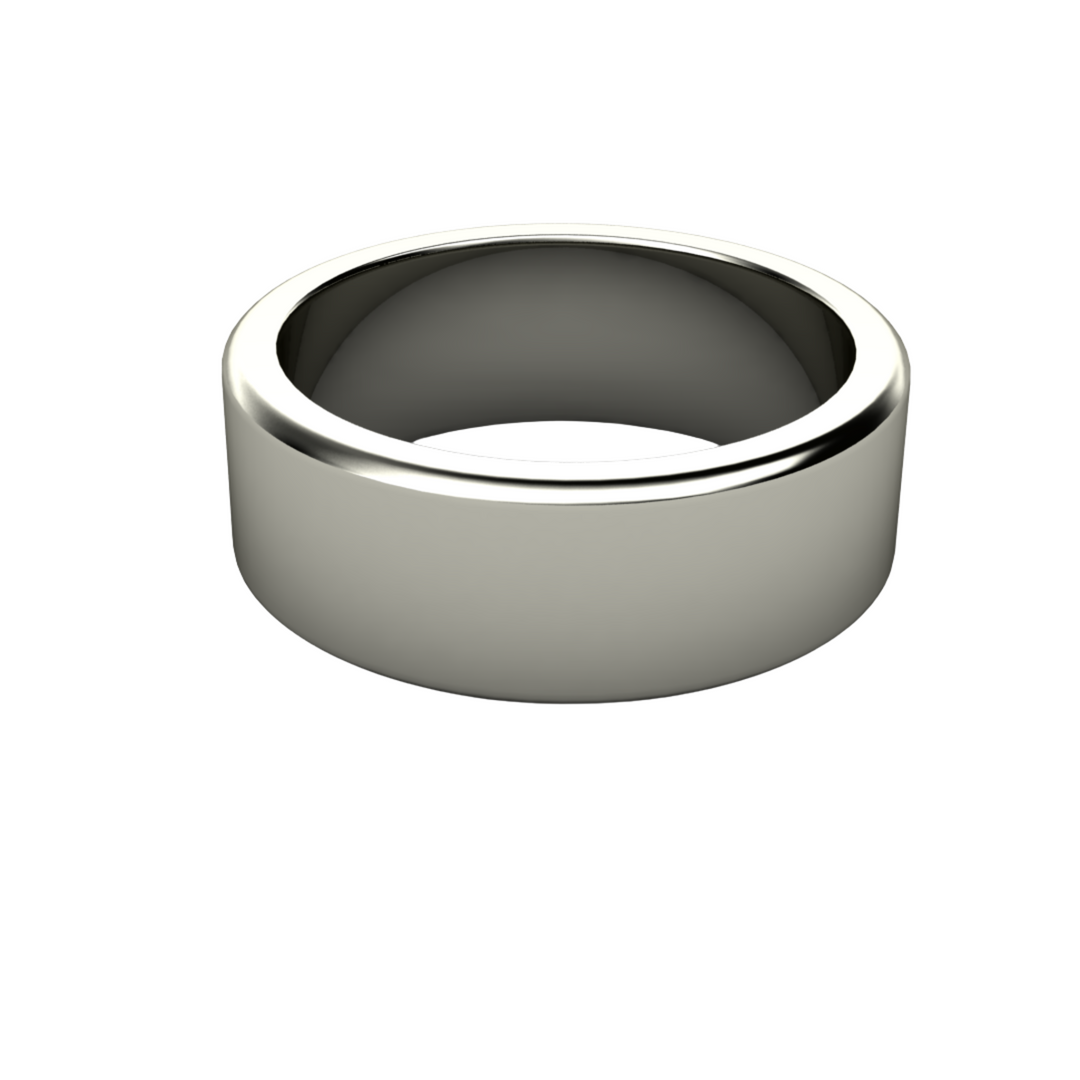 8mm Flat Comfort Fit Wedding Band | 14K Gold Wedding Ring for Men or Women, Rare Earth Jewelry