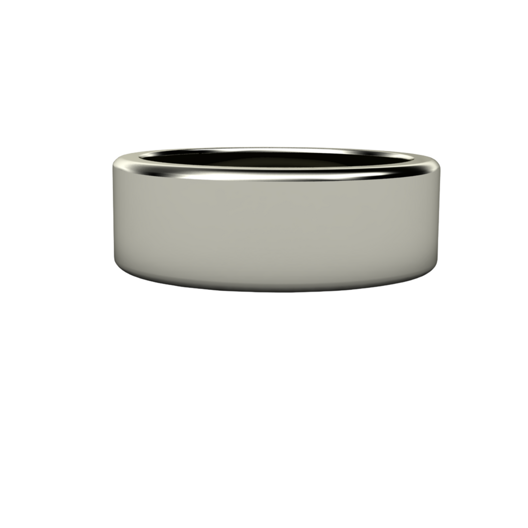 8mm Flat Comfort Fit Wedding Band | 14K Gold Wedding Ring for Men or Women, Rare Earth Jewelry