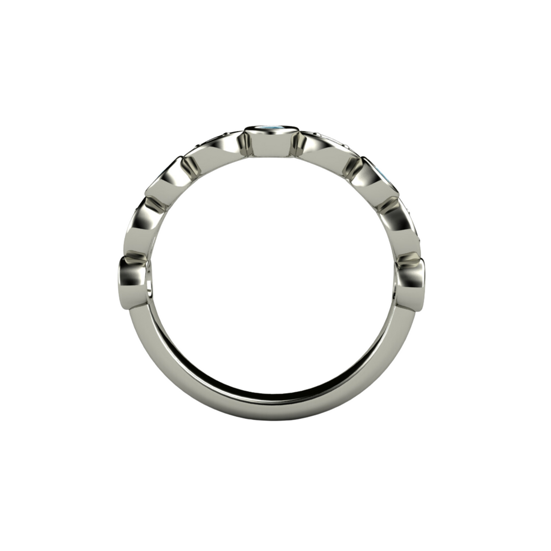 Aquamarine and diamond band - thru view.
