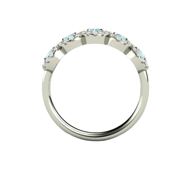Aquamarine and Diamond Ring,  Unique Aquamarine Wedding Ring - Thru View