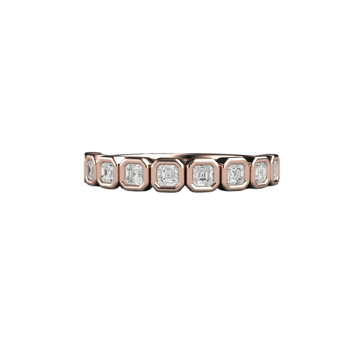 Asscher Cut Lab Grown Diamond Band | Modern Bezel Setting in 14K, 18K Gold or Platinum, Rare Earth Jewelry