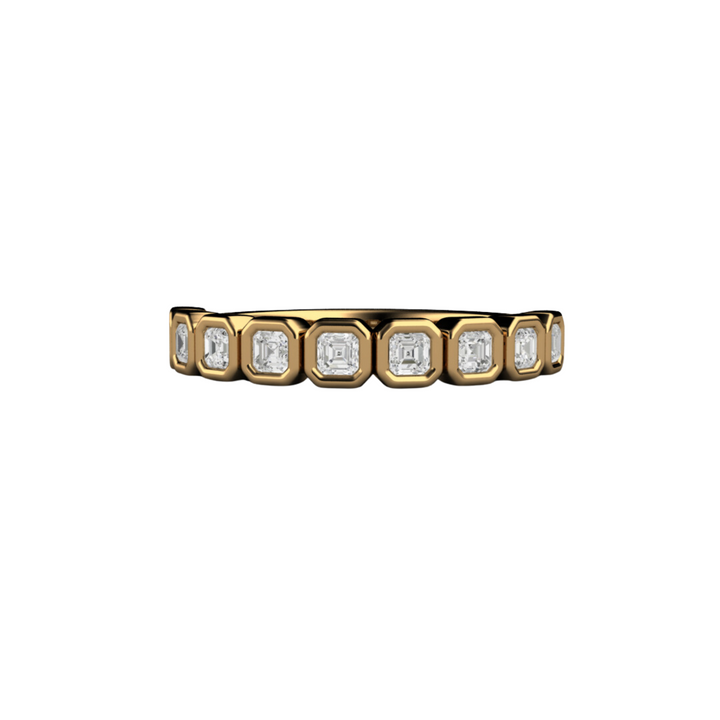 Asscher Cut Lab Grown Diamond Band | Modern Bezel Setting in 14K, 18K Gold or Platinum, Rare Earth Jewelry