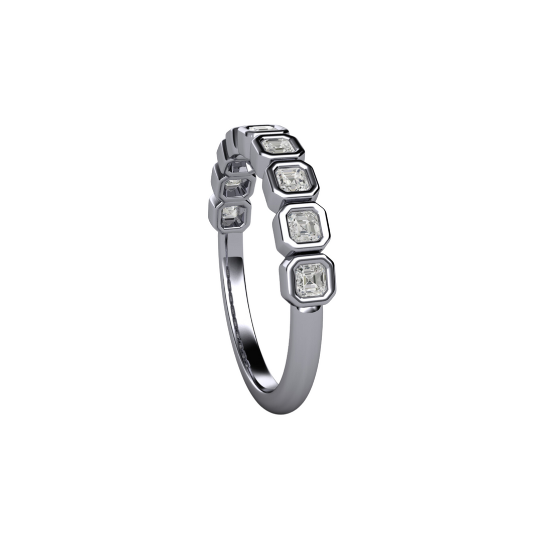 Asscher Cut Lab Grown Diamond Band | Modern Bezel Setting in 14K, 18K Gold or Platinum, Rare Earth Jewelry
