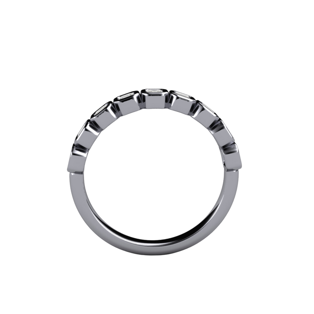 Asscher Cut Lab Grown Diamond Band | Modern Bezel Setting in 14K, 18K Gold or Platinum, Rare Earth Jewelry