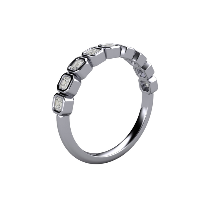 Asscher Cut Lab Grown Diamond Band | Modern Bezel Setting in 14K, 18K Gold or Platinum, Rare Earth Jewelry