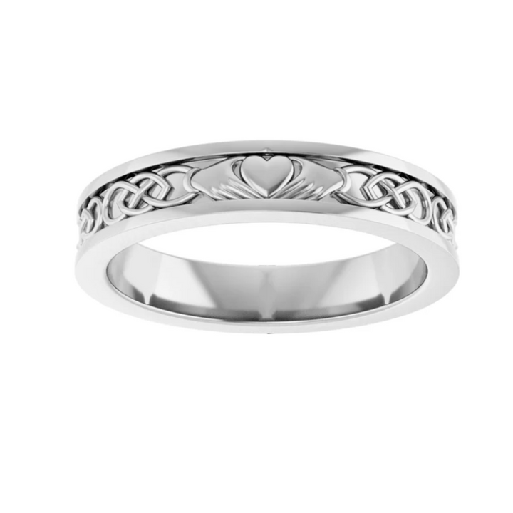 Claddagh & Celtic Knot Wedding Band | Irish Wedding Ring in 14K Gold, Rare Earth Jewelry