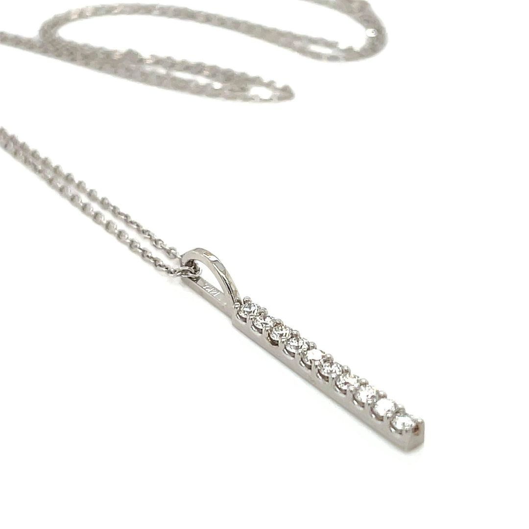 14K Diamond Bar Necklace - Lab Grown or Natural Diamonds - Rare Earth Jewelry