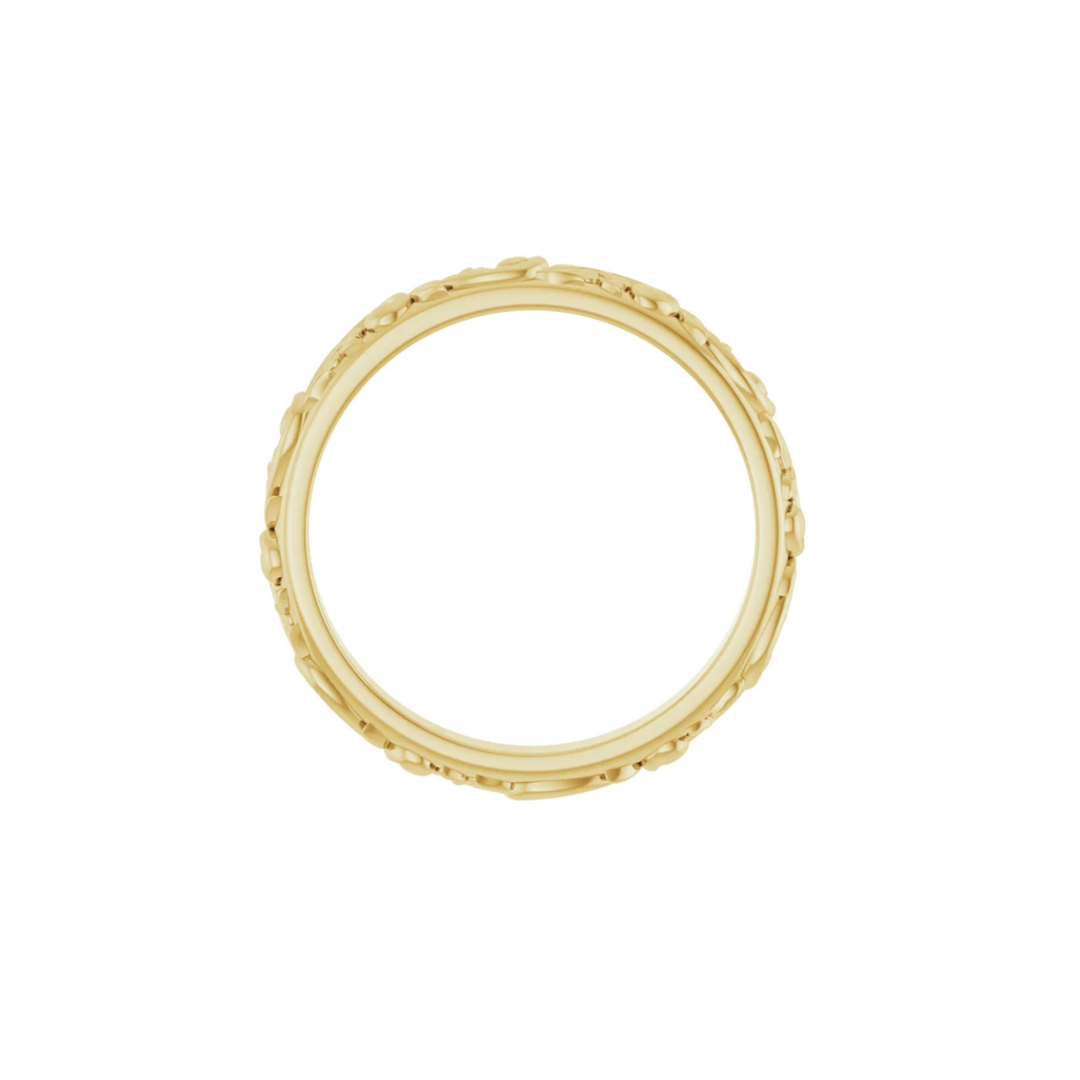 Floral Wedding Band | Sculpted Flower & Vine Wedding Ring in Gold or Platinum, Rare Earth Jewelry