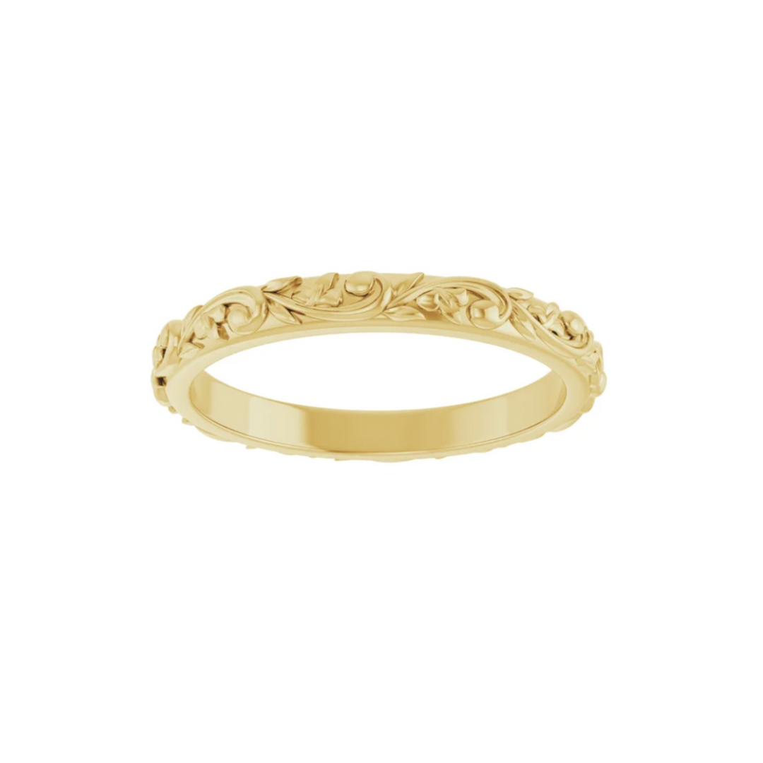 Floral Wedding Band | Sculpted Flower & Vine Wedding Ring in Gold or Platinum, Rare Earth Jewelry