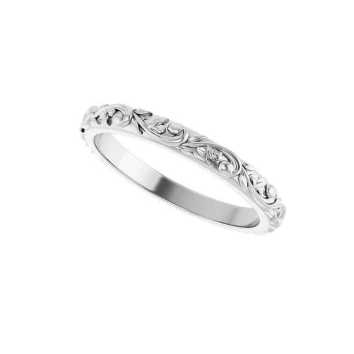 Floral Wedding Band | Sculpted Flower & Vine Wedding Ring in Gold or Platinum, Rare Earth Jewelry