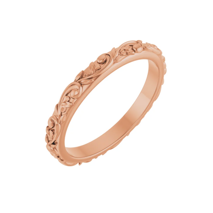 Floral Wedding Band | Sculpted Flower & Vine Wedding Ring in Gold or Platinum, Rare Earth Jewelry