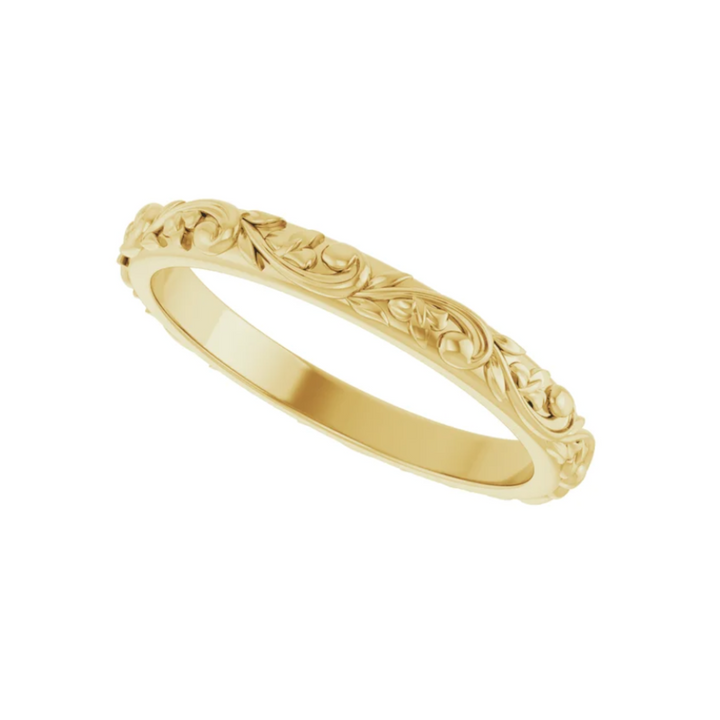 Floral Wedding Band | Sculpted Flower & Vine Wedding Ring in Gold or Platinum, Rare Earth Jewelry