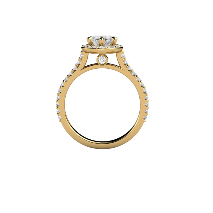Gallery view of the marquise cut lab grown diamond engagement ring showing the hidden diamond cathedral setting with pave diamond accents | Rare Earth Jewelry