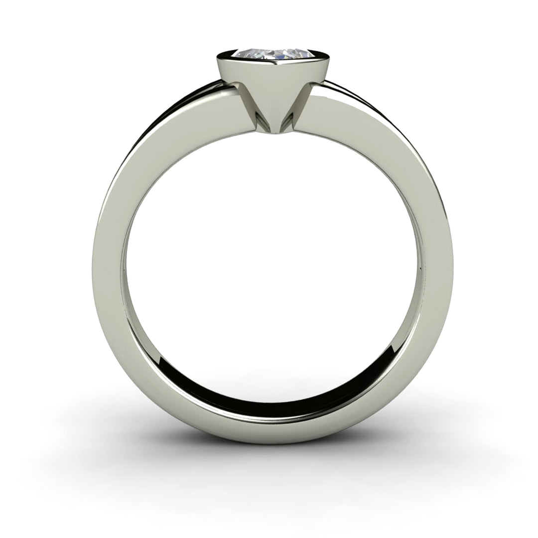 Marquise Cut Moissanite Engagement Ring | Bezel Set Split Shank Solitaire, Rare Earth Jewelry