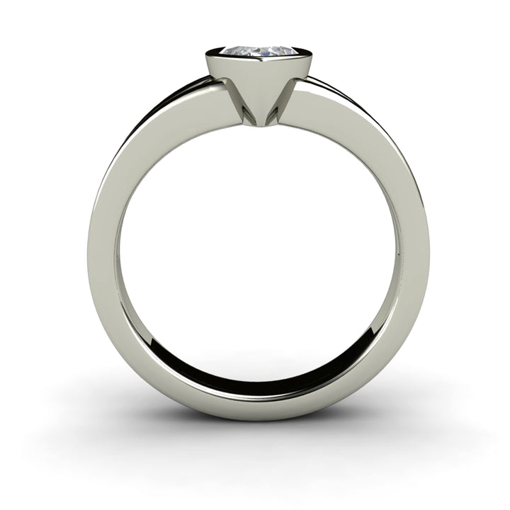 Marquise Cut Moissanite Engagement Ring | Bezel Set Split Shank Solitaire, Rare Earth Jewelry