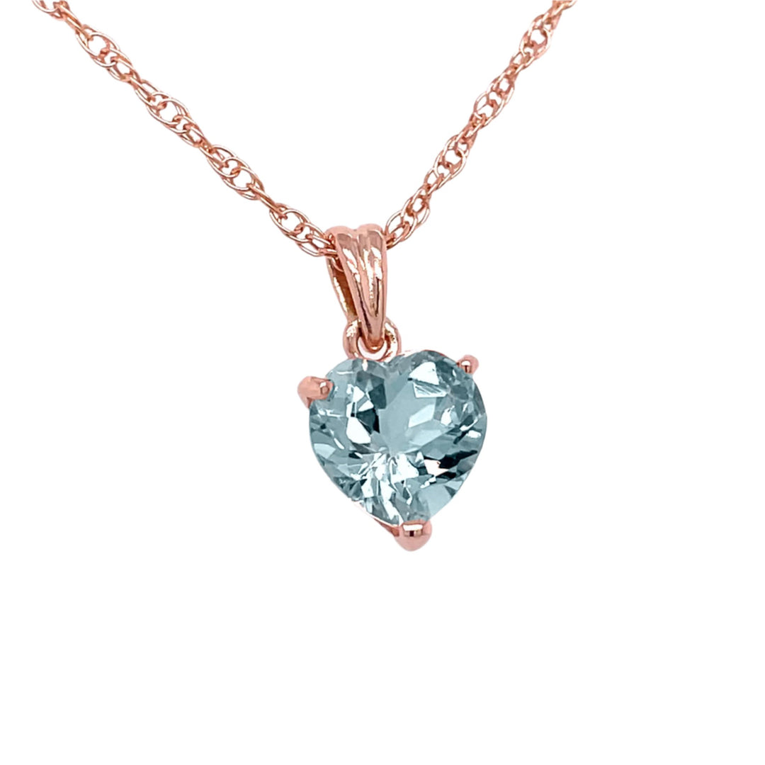 Natural Aquamarine Heart Necklace | 14K Gold Aquamarine Pendant, Rare Earth Jewelry