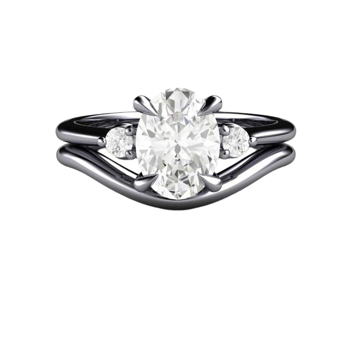 1ct Oval Lab Created Diamond Ring, Eco Friendly Engagement Ring, Bridal Set