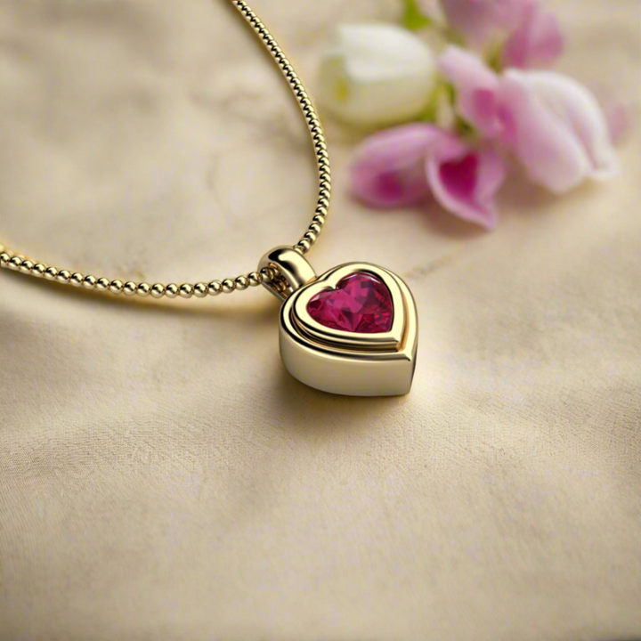 Ruby Heart Necklace | Bezel Set Ruby Pendant in 14K Gold, Rare Earth Jewelry