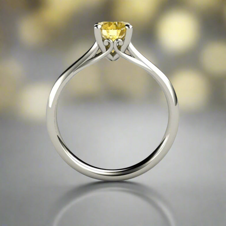 Yellow Sapphire Solitaire Engagement Ring, Round Natural Sapphire Ring, Ceylon Sapphire from Sri Lanka in Vintage Style Filigree Setting in Gold or Platinum | Rare Earth Jewelry