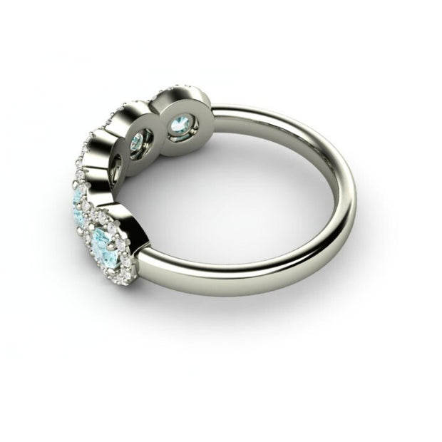 Aquamarine and Diamond Anniversary Band - Elegant Wedding Ring