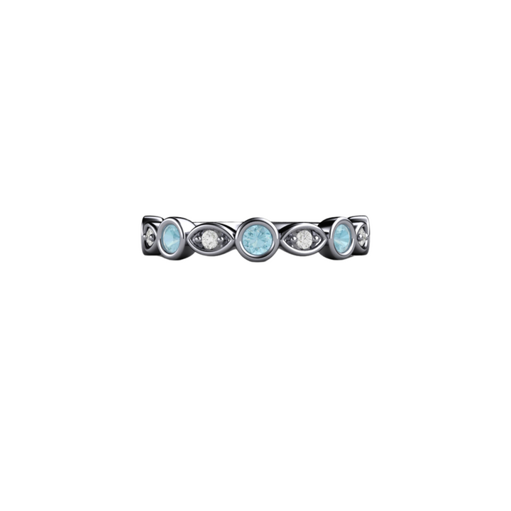 Platinum Aquamarine Ring Diamond Accents Wedding Ring March Birthstone Ring