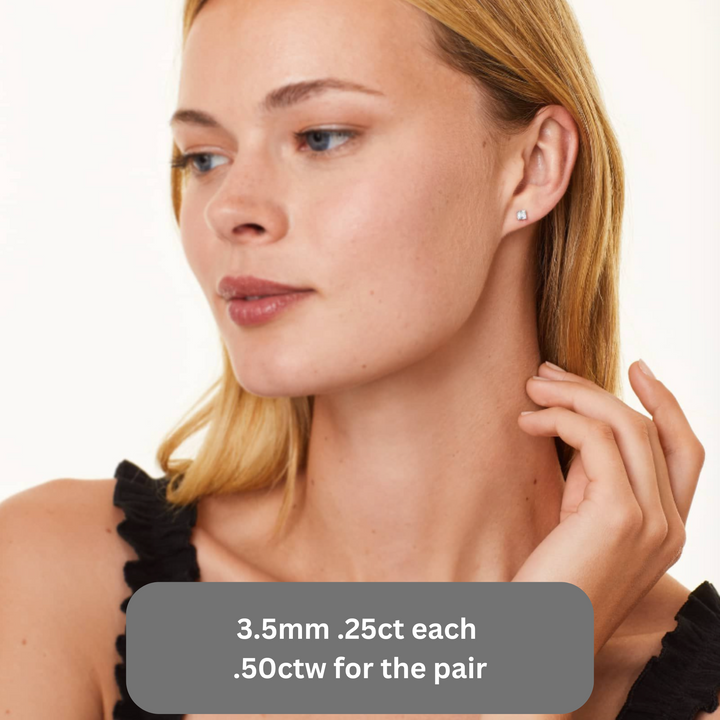 14K Gold Asscher Cut Lab Grown Diamond Stud Earrings | .50 to 4.0 CTW, Rare Earth Jewelry