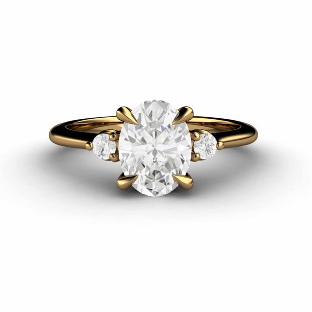 Certified Lab Grown Diamond Engagement Ring 1 Carat Oval in a 3 Stone Setting