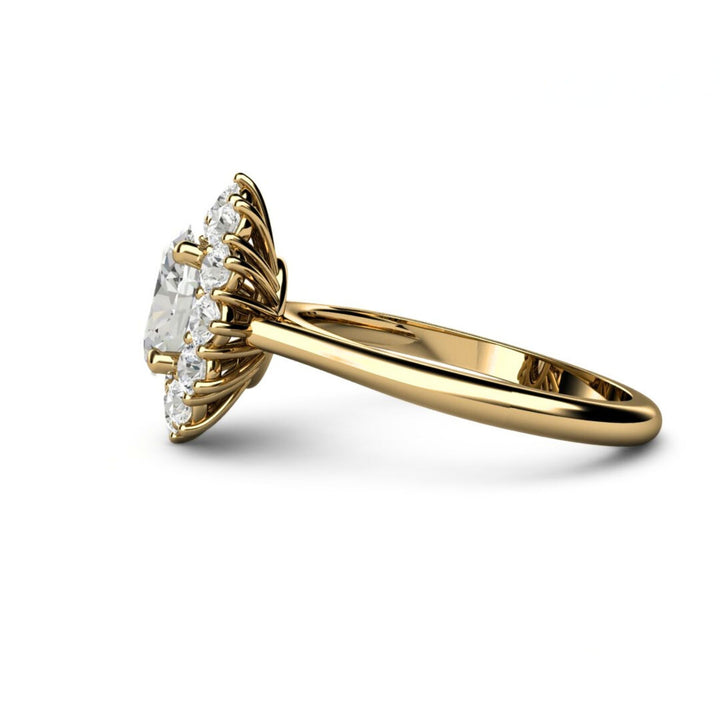 Oval Moissanite Engagement Ring | Vintage Halo Forever One Moissanite, Rare Earth Jewelry