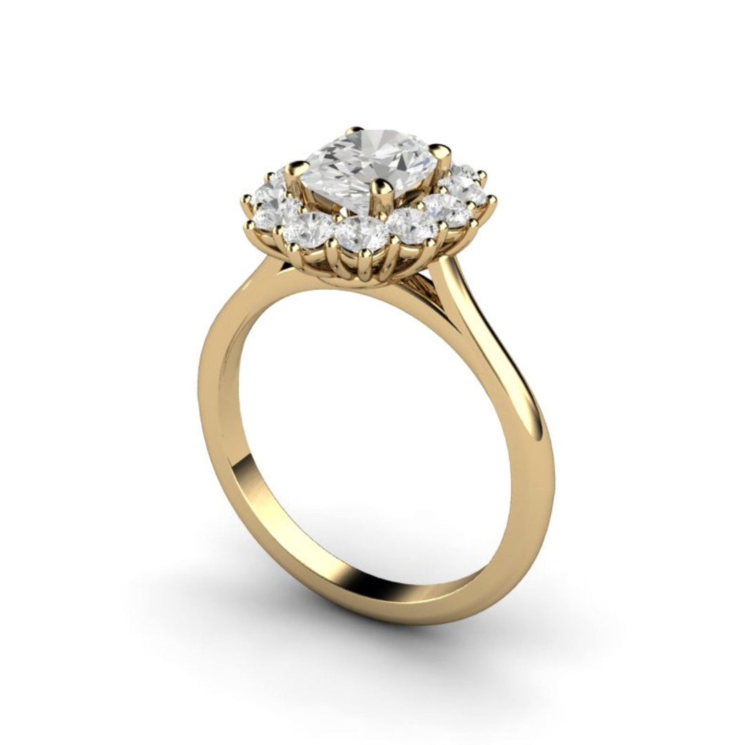 Oval Moissanite Engagement Ring | Vintage Halo Forever One Moissanite, Rare Earth Jewelry