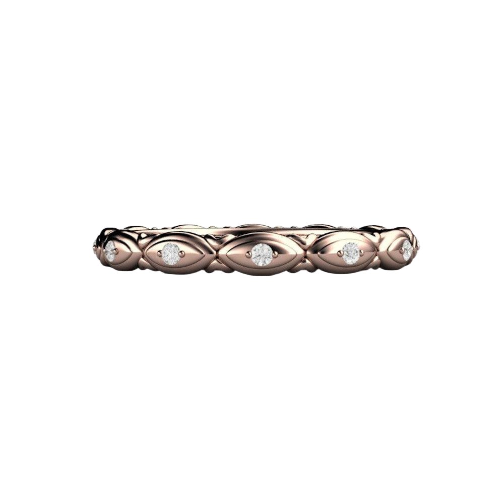 Diamond Eternity Band or Wedding Ring Modern Geometric Design, Rare Earth Jewelry