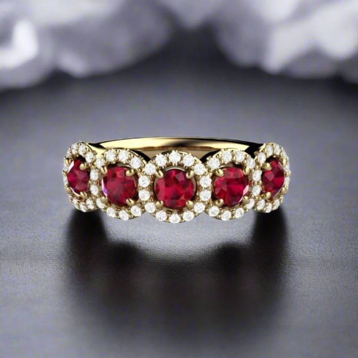 Natural Ruby and Diamond Wedding Ring, Ruby Anniversary Band, July Birthstone Ring | Rare Earth Jewelry