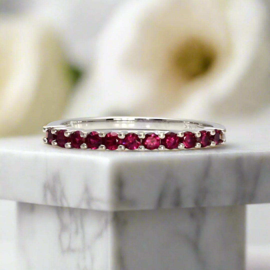 Natural Ruby Ring, July Birthstone Wedding Ring or Anniversary Band in Gold or Platinum, Ruby Stacking Ring | Rare Earth Jewelry