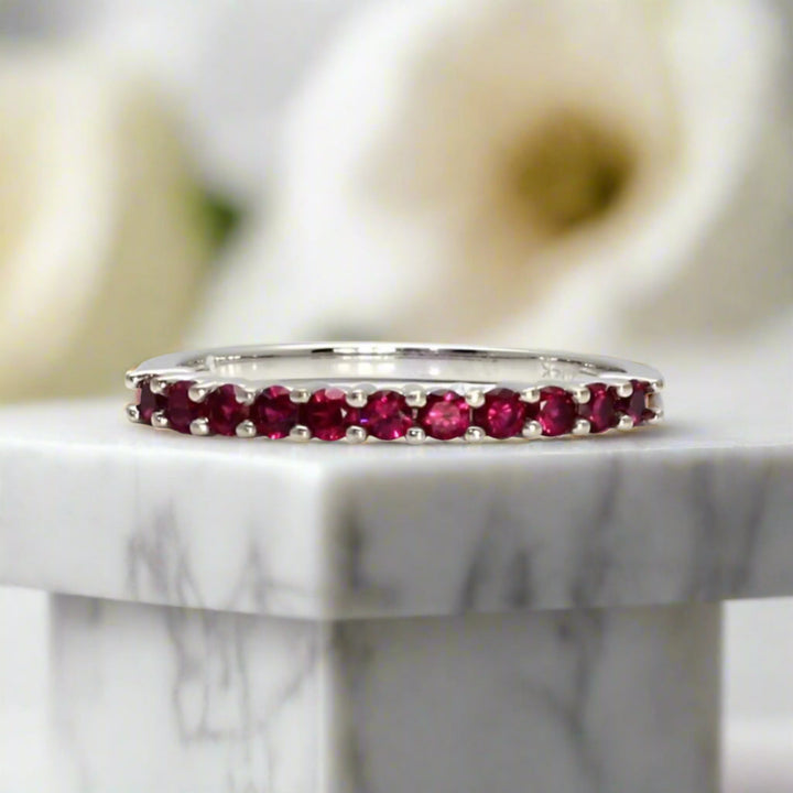 Natural Ruby Ring, July Birthstone Wedding Ring or Anniversary Band in Gold or Platinum, Ruby Stacking Ring | Rare Earth Jewelry
