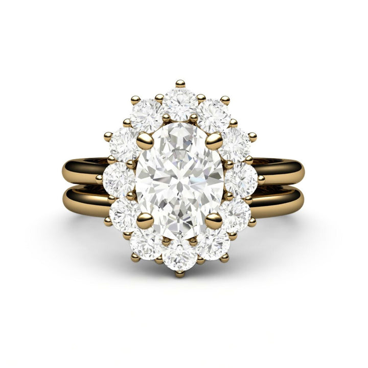 Oval Moissanite Engagement Ring | Vintage Halo Forever One Moissanite, Rare Earth Jewelry