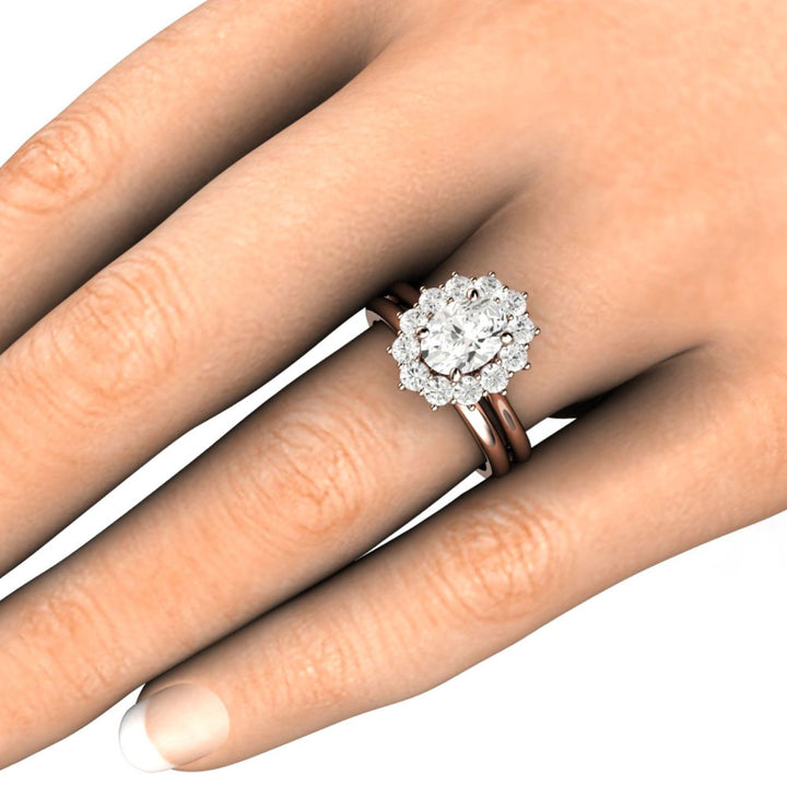 Oval Moissanite Engagement Ring | Vintage Halo Forever One Moissanite, Rare Earth Jewelry