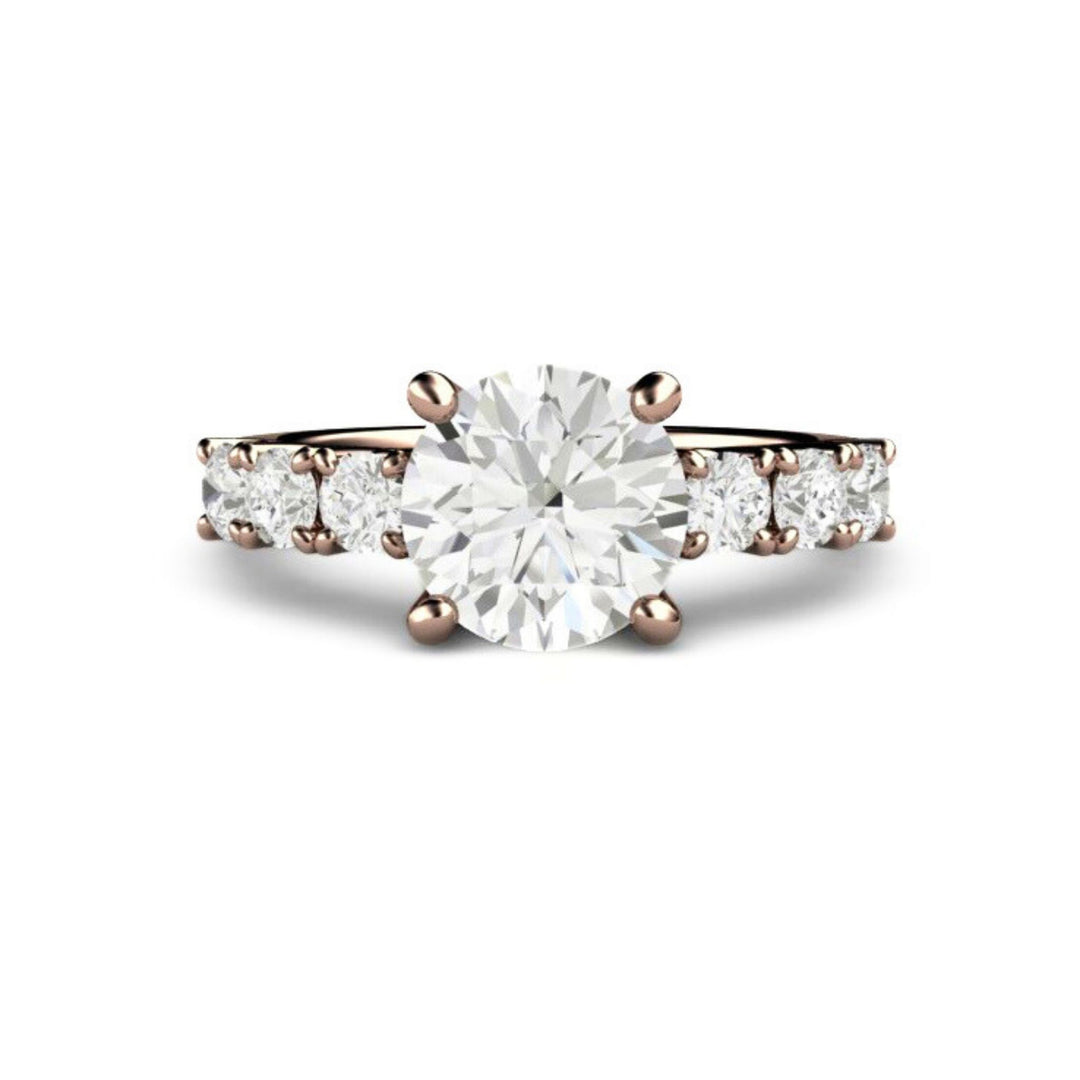 2ct Round Moissanite Ring,  2 Carat Moissanite Solitaire Engagement Ring, 14K Rose Gold