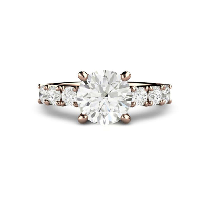 2ct Round Moissanite Ring,  2 Carat Moissanite Solitaire Engagement Ring, 14K Rose Gold