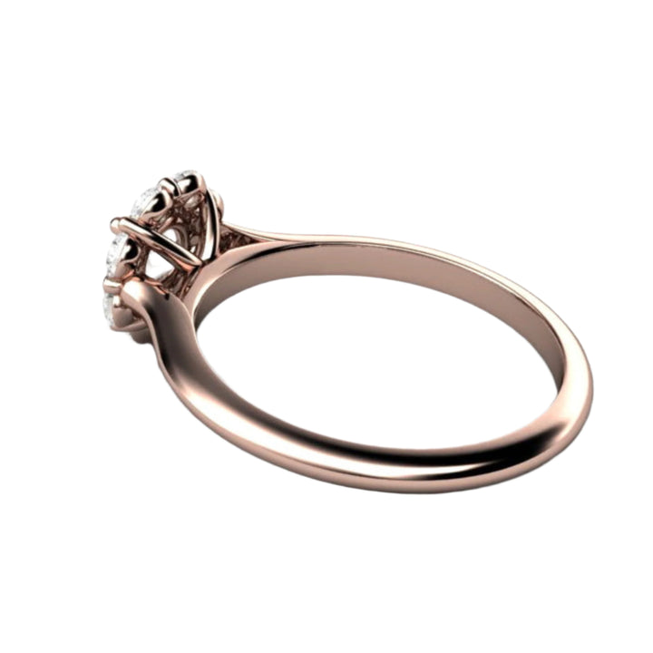 Round Diamond Engagement Ring, Flower Shaped Cluster Halo, Gallery View | Rare Earth Jewelry