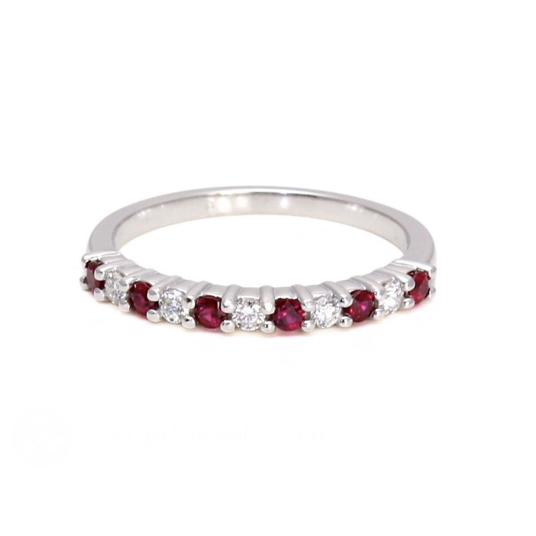 Ruby and Diamond Ring Anniversary Band or Wedding Ring, Rare Earth Jewelry