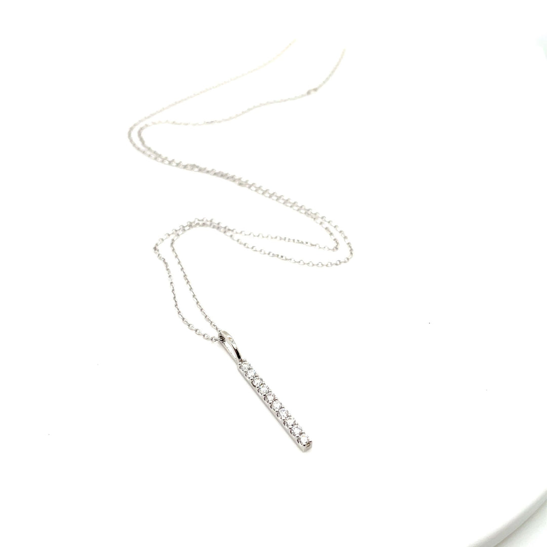 14K Diamond Bar Necklace - Lab Grown or Natural Diamonds - Rare Earth Jewelry