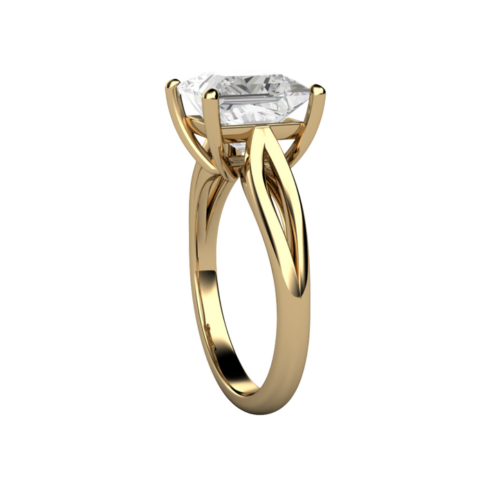 Side View of Square Moissanite Engagement Ring, 3 Carat Princess Cut Forever One Moissanite Solitaire with Split Shank Design | Rare Earth Jewelry