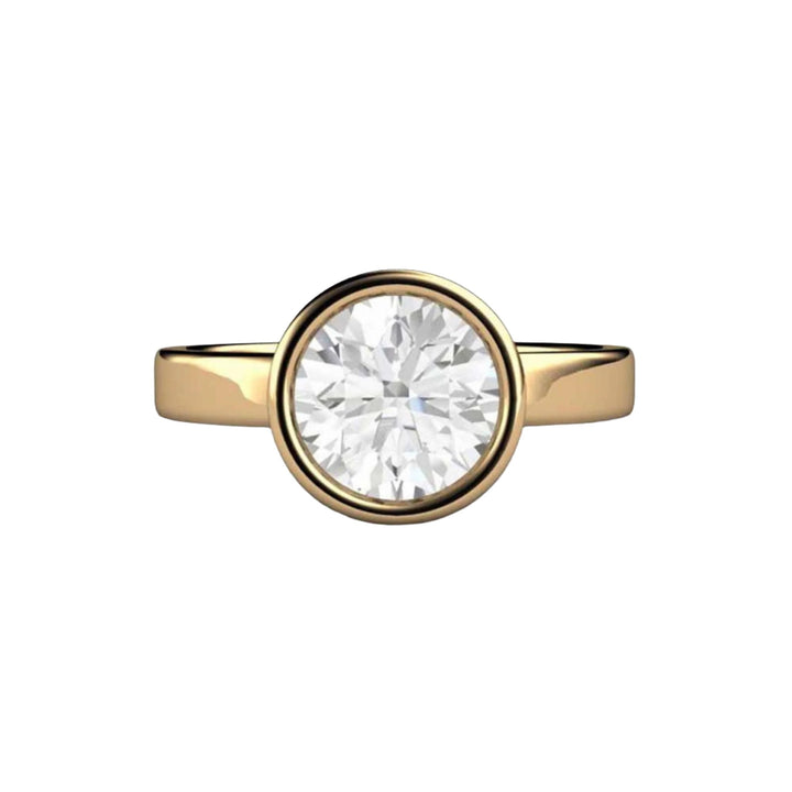 1ct Moissanite Engagement Ring with Round Bezel Setting, Eco-Friendly and Sustainable