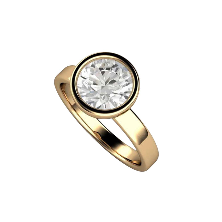 1 Carat Moissanite Engagement Ring with Modern Bezel Setting, Eco-Conscious in 14K or 18K Gold