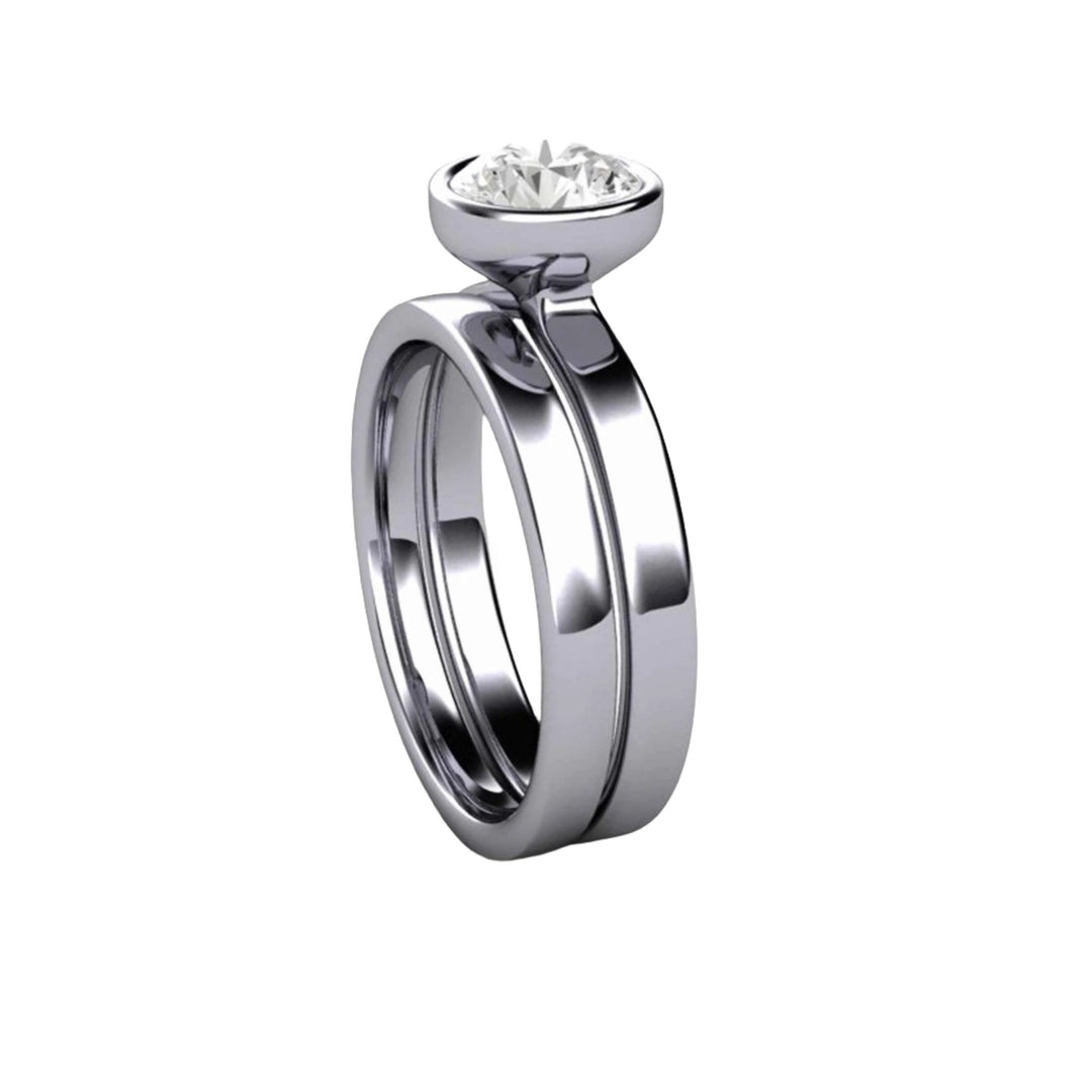 1ct Moissanite Solitaire Engagement Ring and Matching Wedding Band