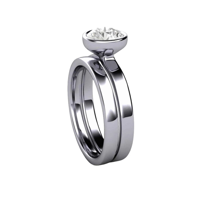 1ct Moissanite Solitaire Engagement Ring and Matching Wedding Band