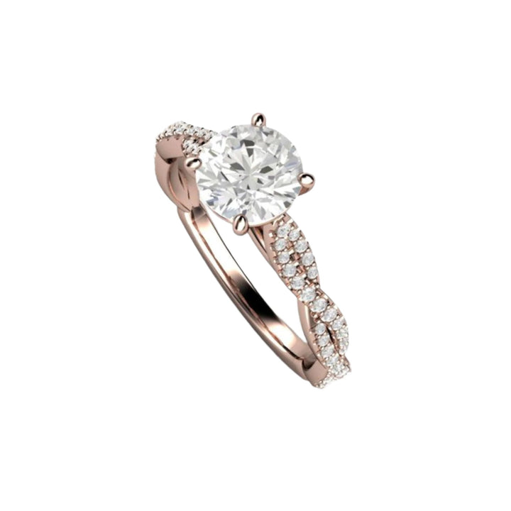 1ct Moissanite Engagement Ring, Infinity Style Solitaire with Criss Cross Band, 14K Rose Gold