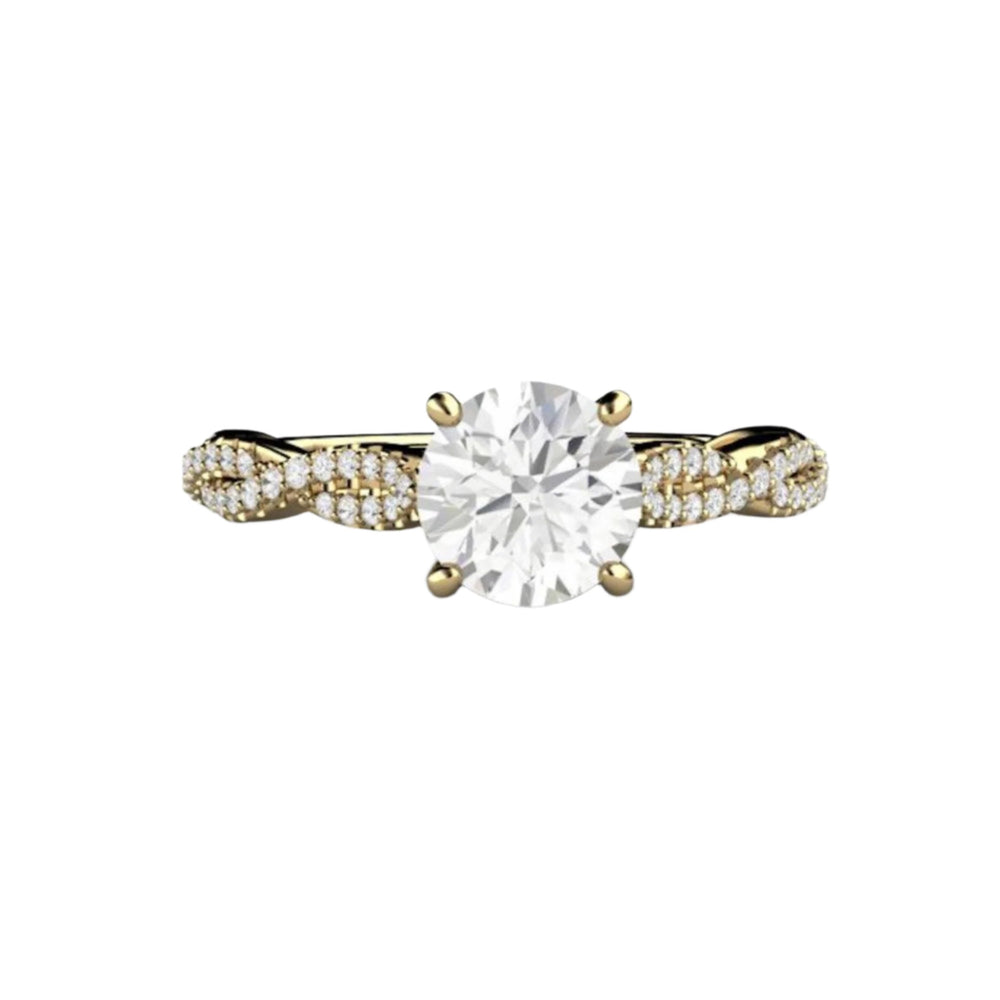 1ct Moissanite Infinity Engagement Ring, Solitaire with Crisscross Band