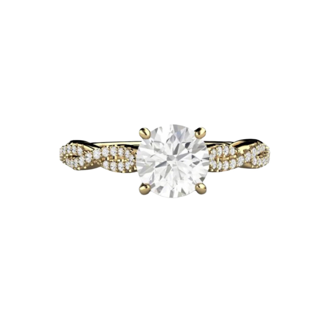 1ct Moissanite Infinity Engagement Ring, Solitaire with Crisscross Band